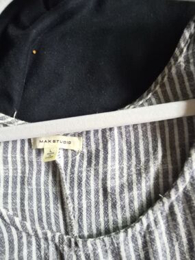 Max Studio Grey + White Striped Top